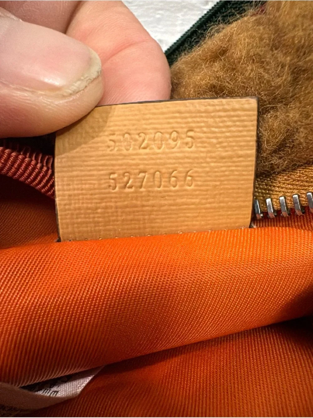Gucci Brown Shearling Logo Belt Bag with Green-Red Trim